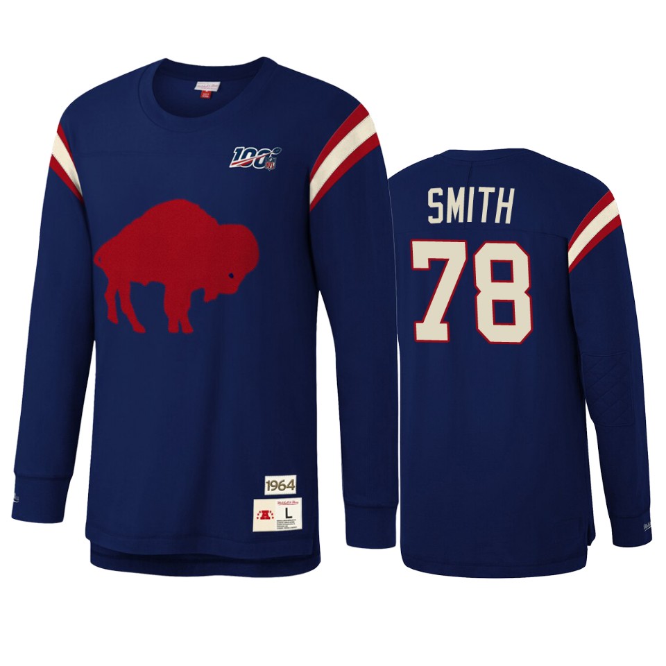 bruce smith bills royal nfl 100 long sleeve t shirt