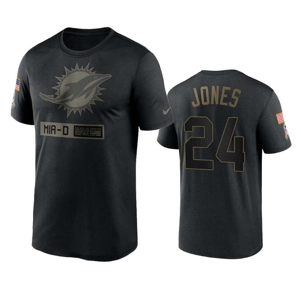 byron jones dolphins black 2020 salute to service team logo t shirt