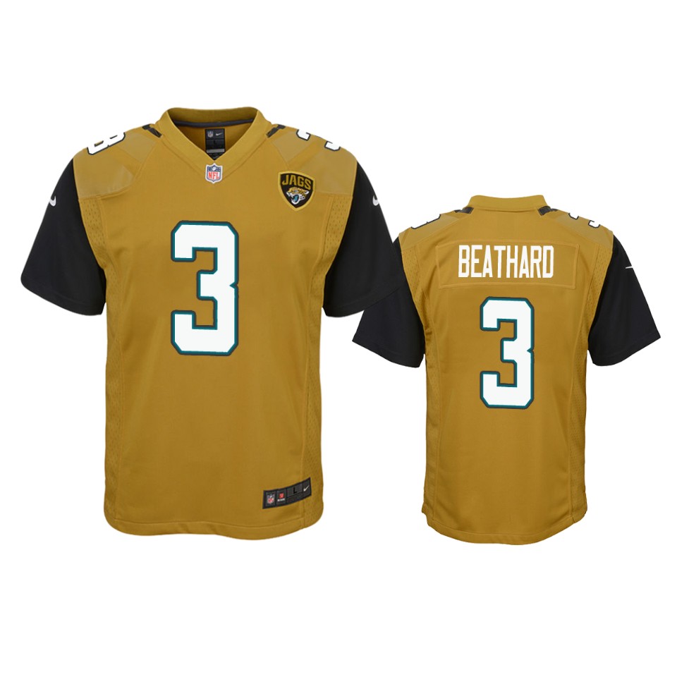 c.j. beathard jaguars gold color rush game jersey