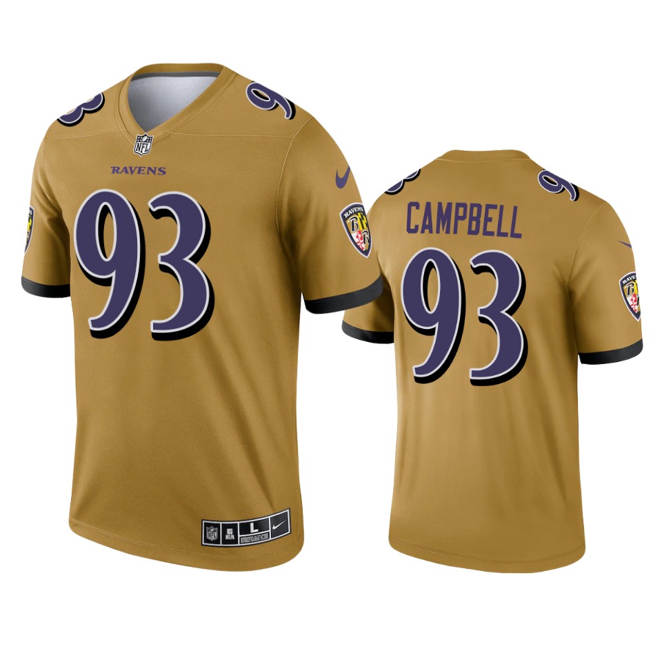 calais campbell ravens 2021 inverted legend gold jersey