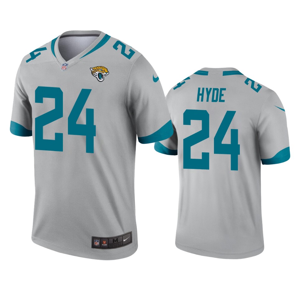 carlos hyde jaguars inverted legend silver jersey