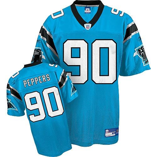 carolina panthers #90 julius peppers blue jersey