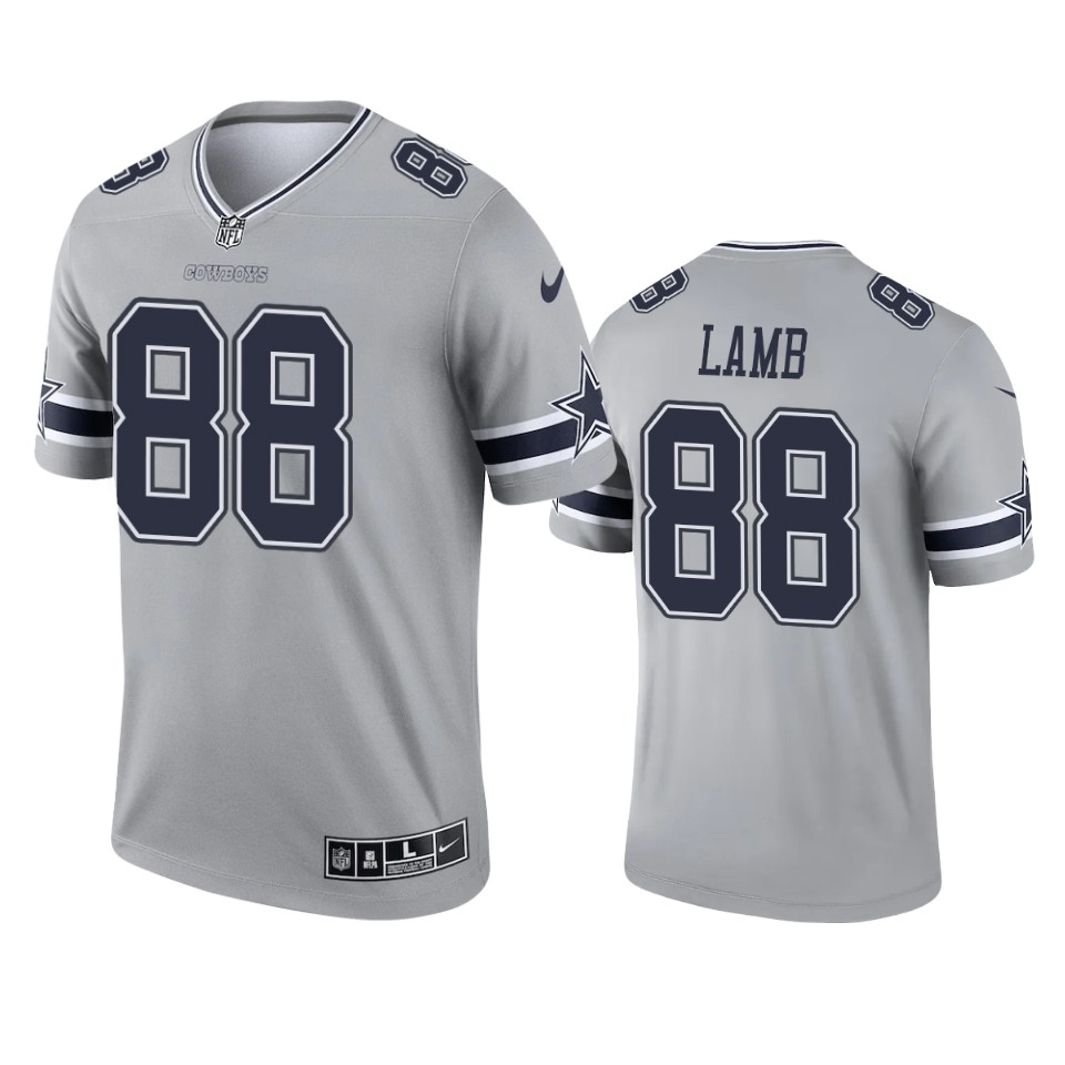 ceedee lamb cowboys 2021 inverted legend gray jersey