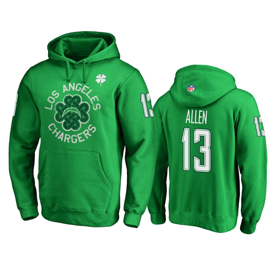 chargers 13 kelly green keenan allen st. patrick's day hoodie
