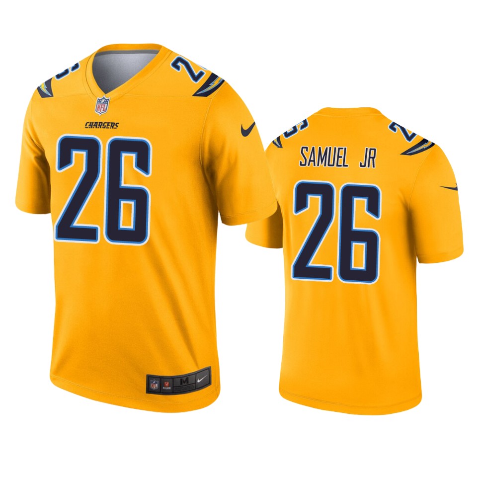 chargers asante samuel jr. gold inverted legend jersey