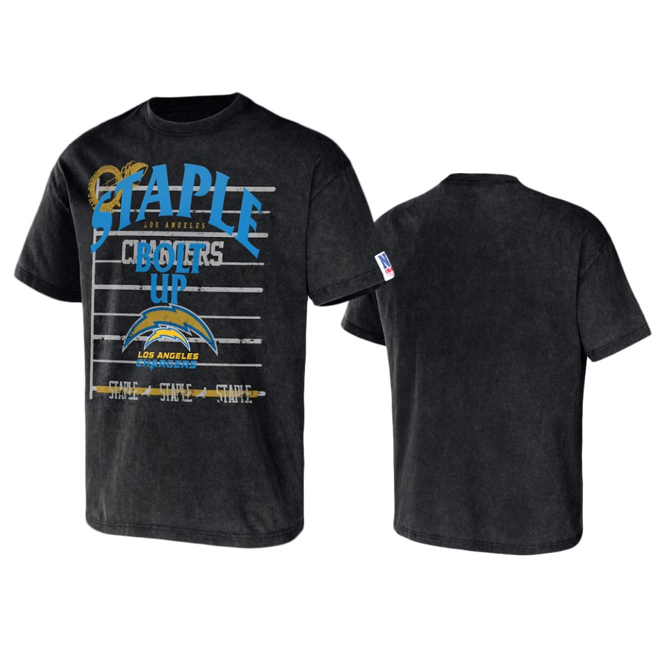 chargers black staple throwback vintage wash t shirt