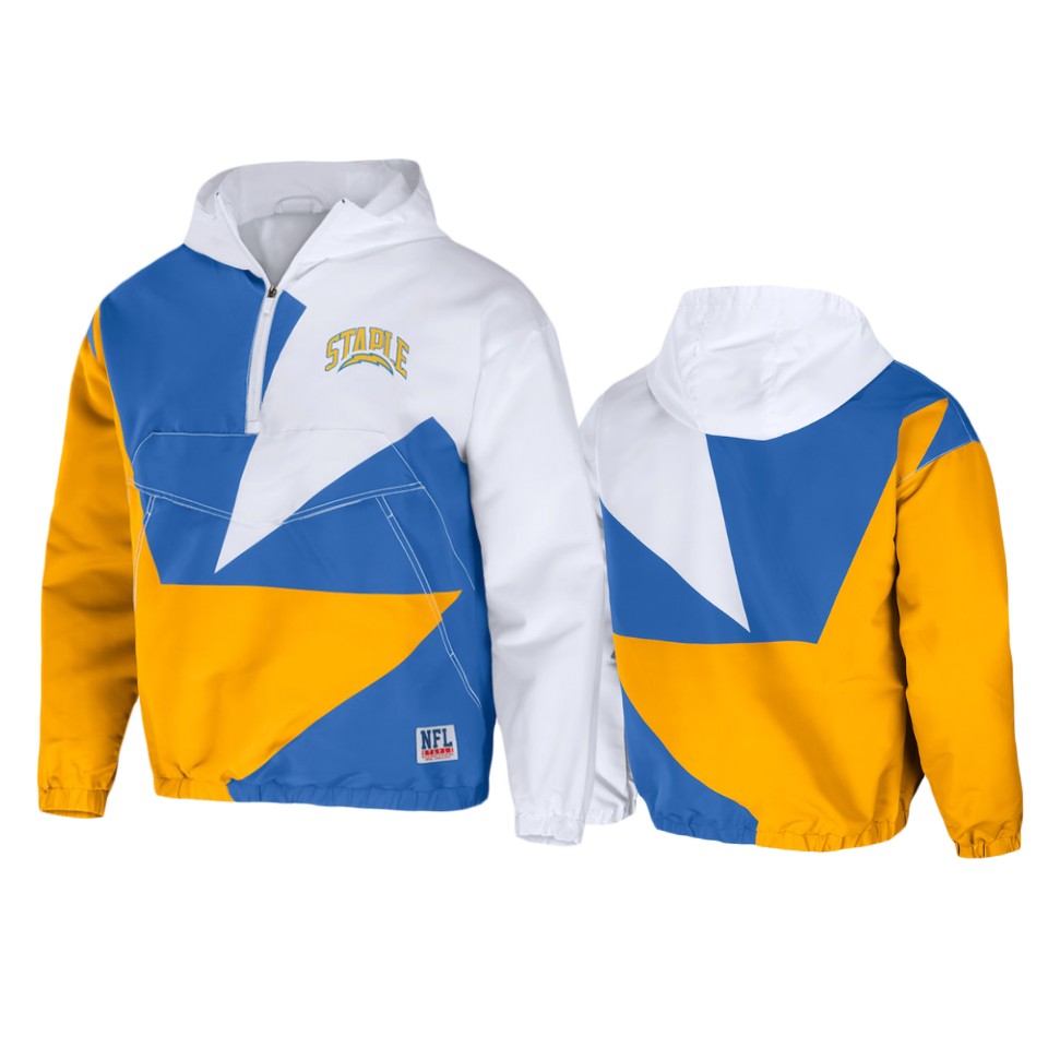 chargers blue staple all over print quarter zip jacket