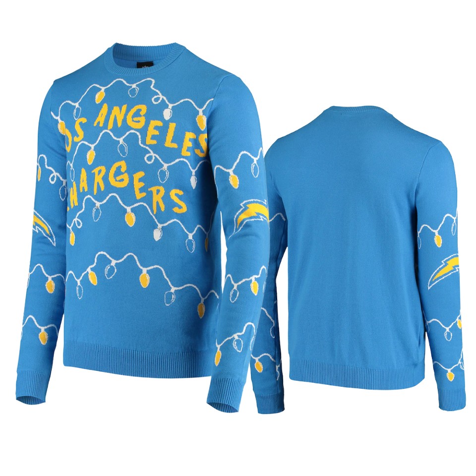 chargers blue ugly light up sweater