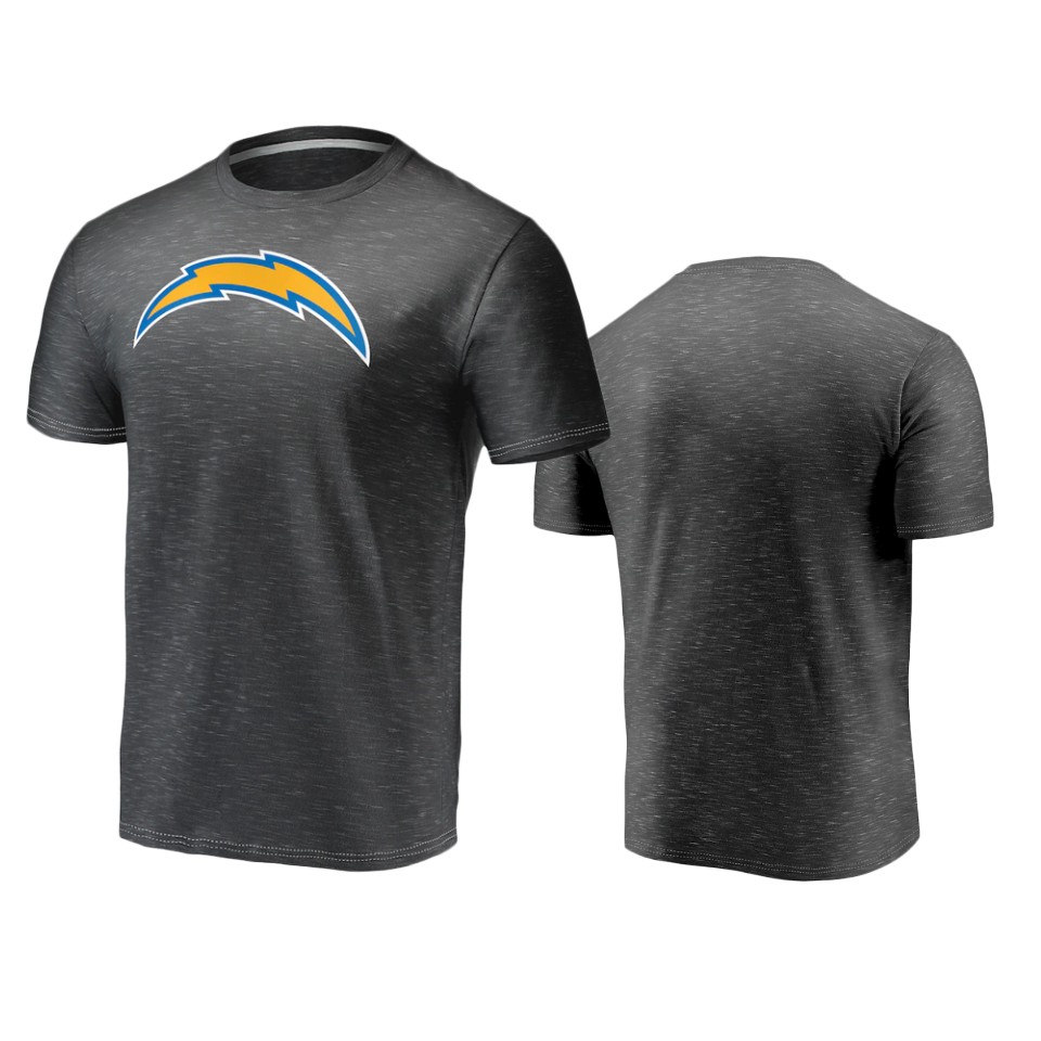 chargers heathered charcoal space dye primary logo t shirt