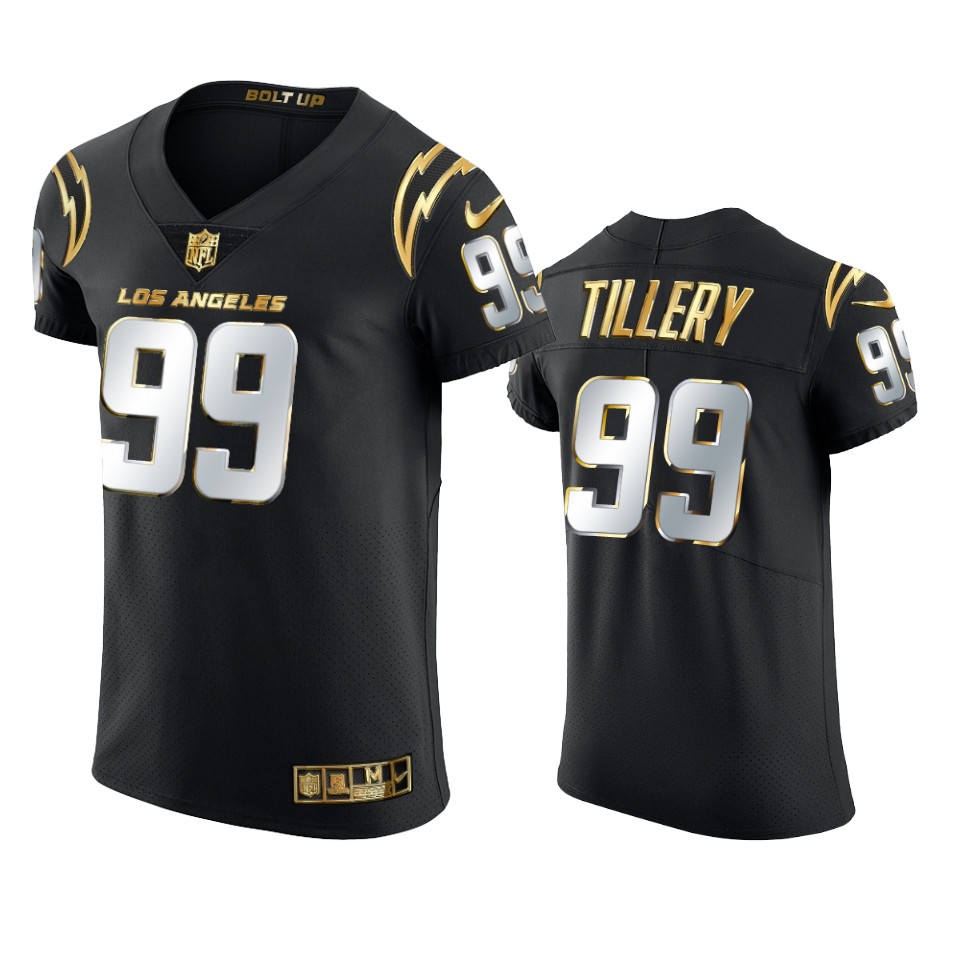 chargers jerry tillery black golden edition elite jersey