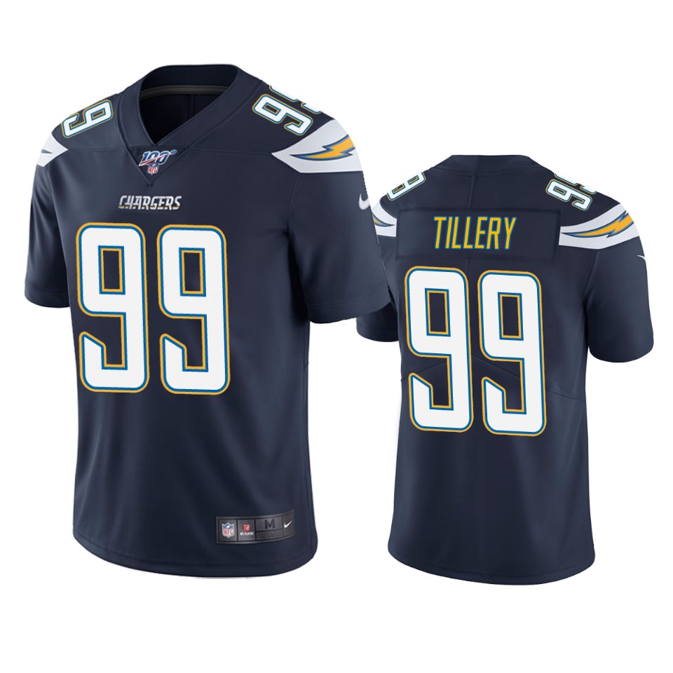 chargers jerry tillery navy limited 100th season jersey