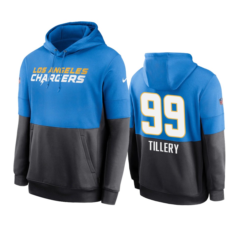 chargers jerry tillery powder blue navy sideline impact lockup hoodie