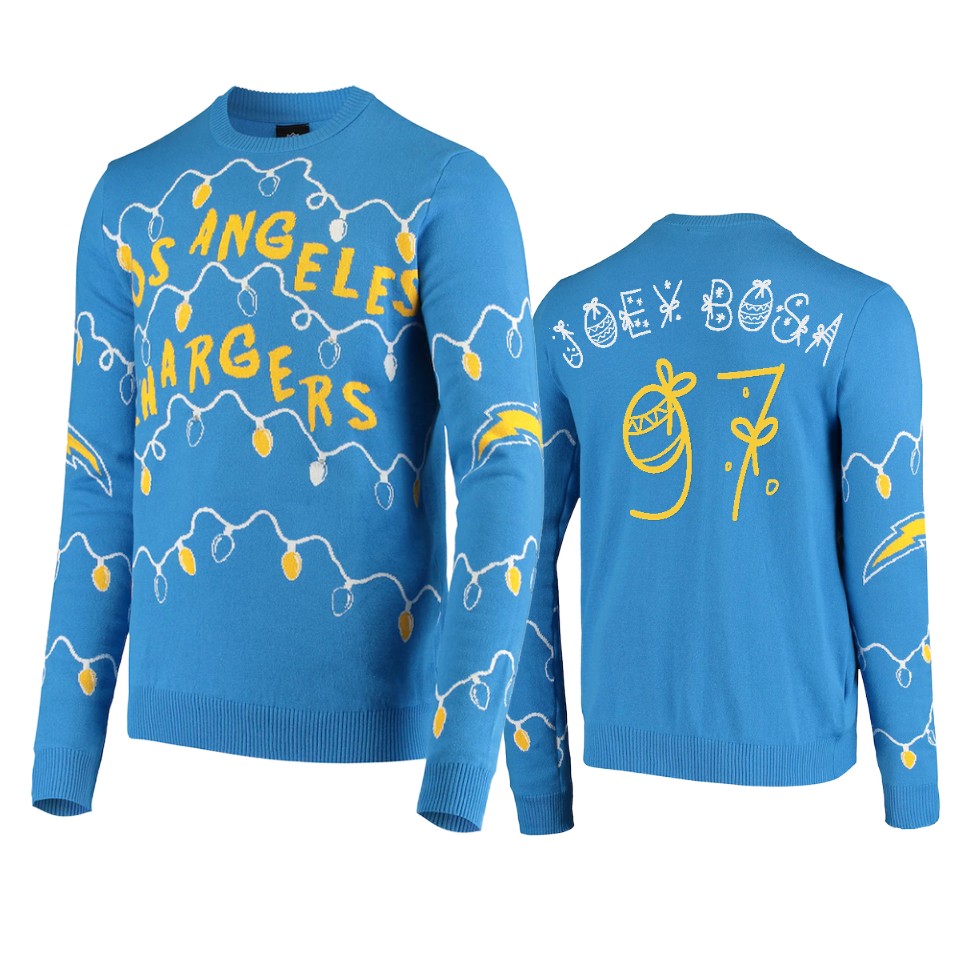 chargers joey bosa blue ugly light up sweater