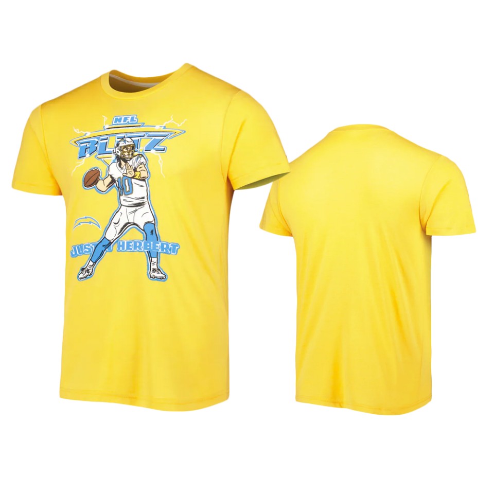 chargers justin herbert gold nfl blitz homage t shirt