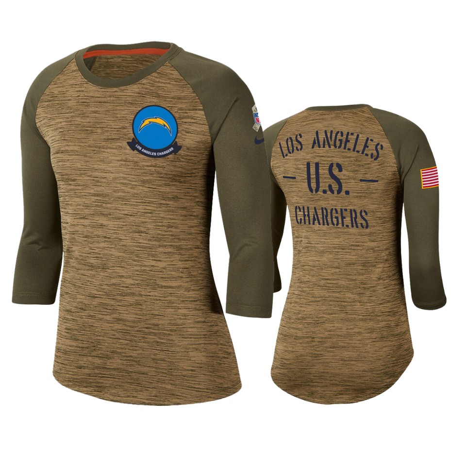 chargers khaki 2019 salute to service legend scoopneck raglan t shirt