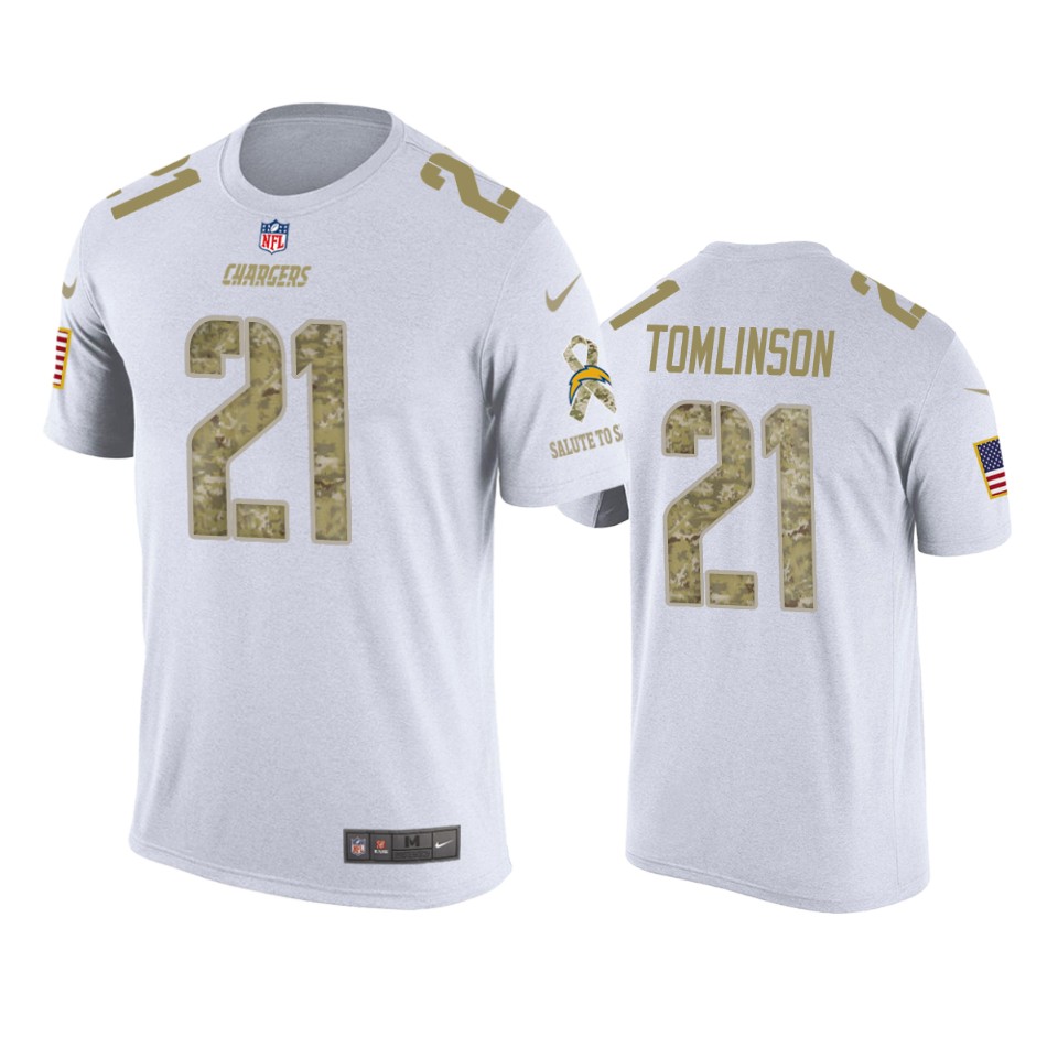 chargers ladainian tomlinson white salute to service t shirt
