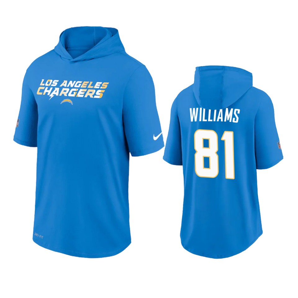 chargers mike williams blue sideline playbook hoodie t shirt