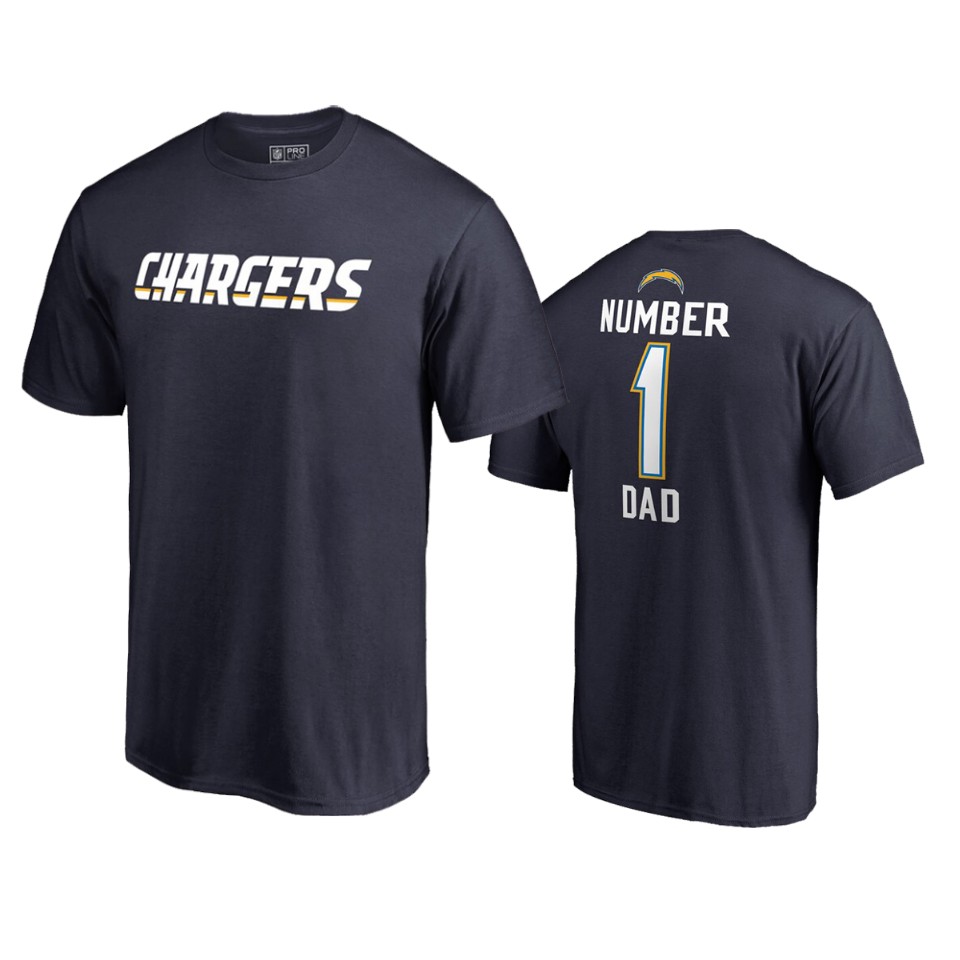 chargers navy 2019 father's day number 1 dad t shirt