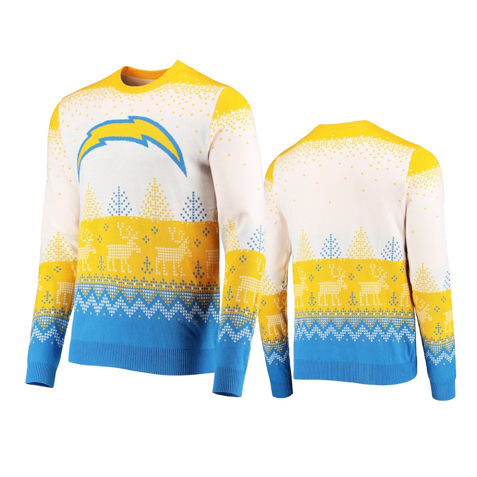 chargers white 2021 christmas gift big logo sweater
