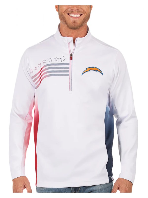 chargers white navy liberty quarter zip pullover jacket