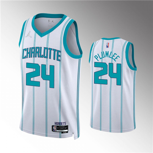 Charlotte Hornets Mason Plumlee 2021-22 75th Anniversary Association White stitched Jersey #24