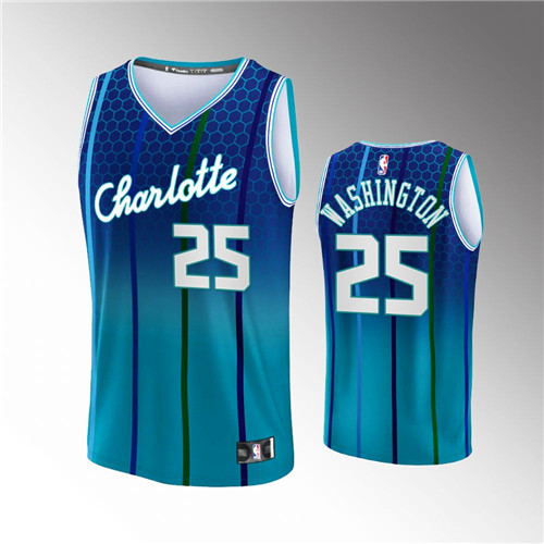 Charlotte Hornets P. J. Washington 2021-22 Replica City Blue stitched Jersey #25