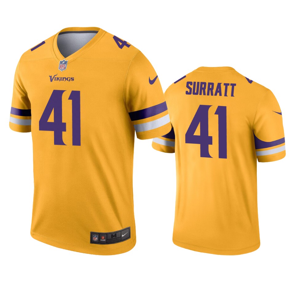 chazz surratt vikings gold inverted legend jersey