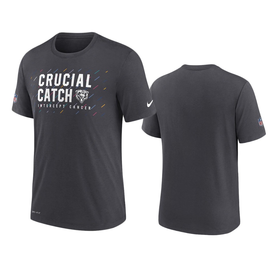 chicago bears charcoal 2021 nfl crucial catch performance t shirt