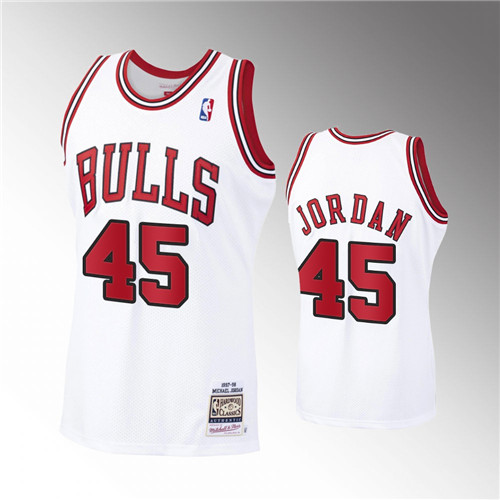 Chicago Bulls Michael Jordan 1984-85 Hardwood Classics Authentic Rare White stitched Jersey #45