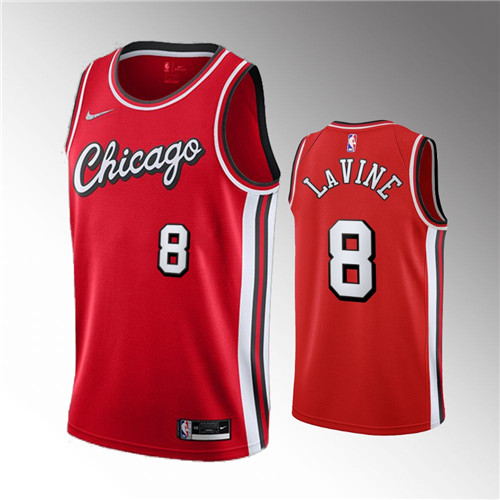 Chicago Bulls Zach LaVine City Edition Red Throwback stitched Jersey #8