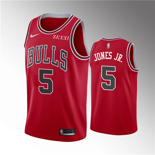 Chicago Bulls Derrick Jones Jr. Icon Edition Red stitched Jersey #5