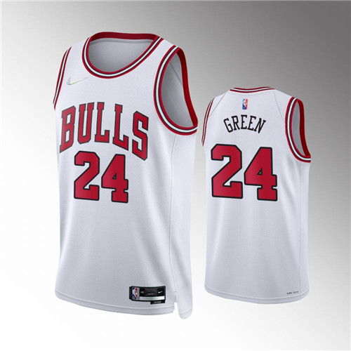 Chicago Bulls Javonte Green 2021-22 75th Anniversary Diamond Association White stitched Jersey #24