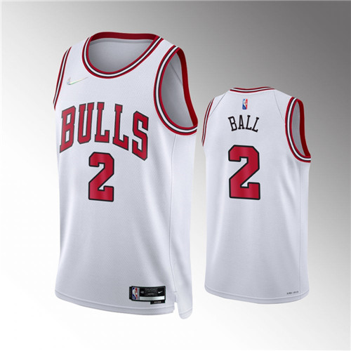 Chicago Bulls Lonzo Ball 2021-22 75th Anniversary Diamond Association White stitched Jersey #2