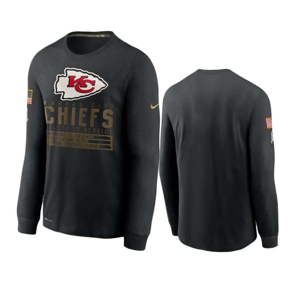 chiefs black 2020 salute to service sideline performance long sleeve t shirt