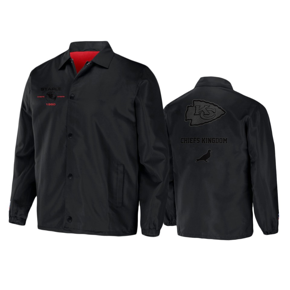 chiefs black staple coaches full snap jacket