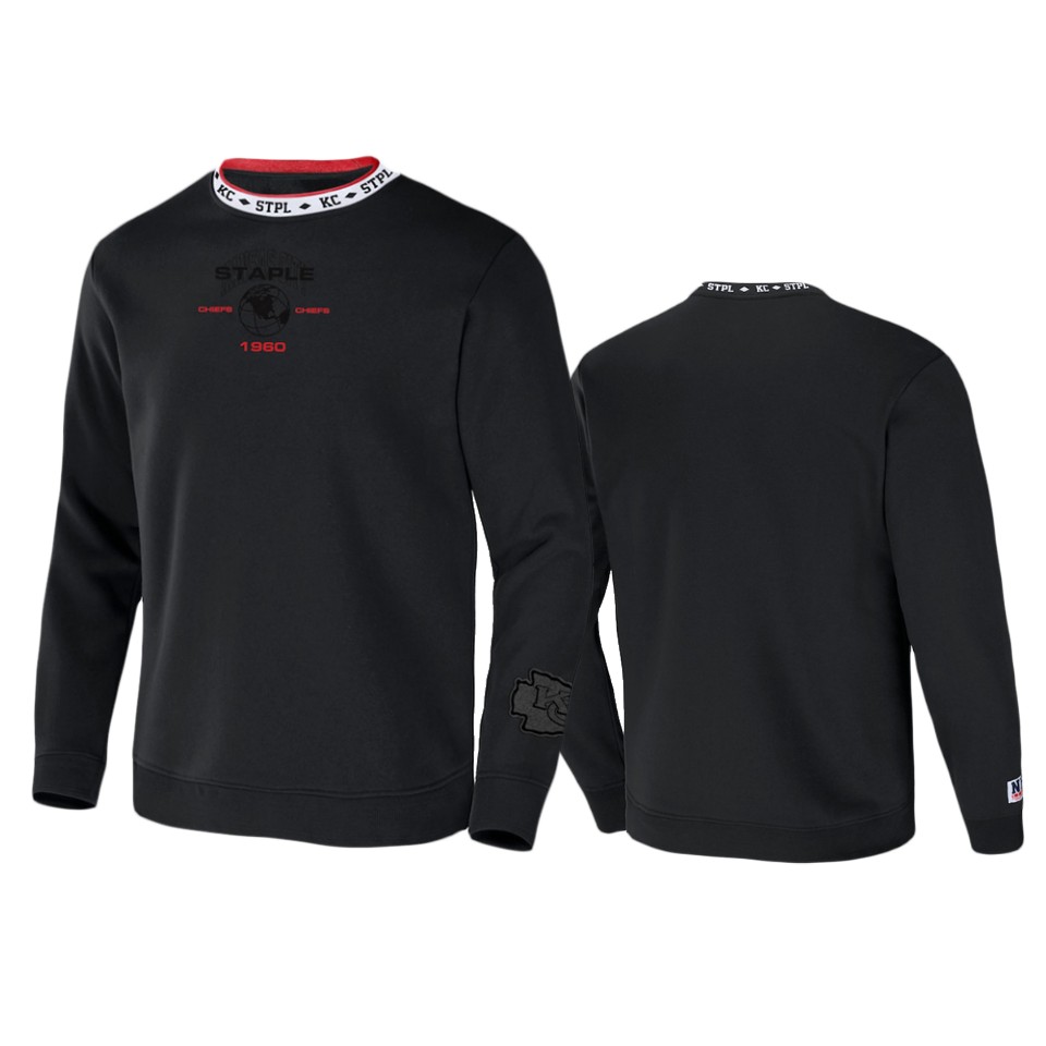 chiefs black staple globe pullover hoodie