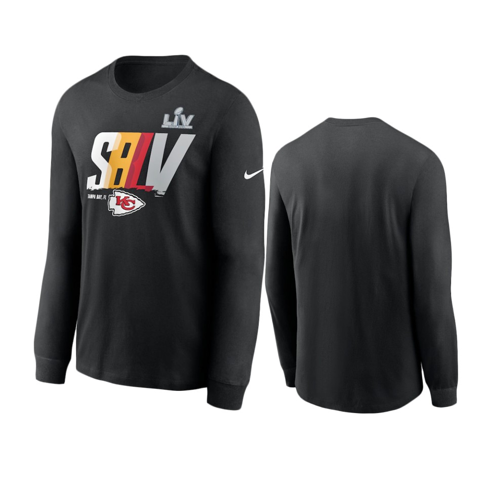 chiefs black super bowl lv lockup logo long sleeve t shirt