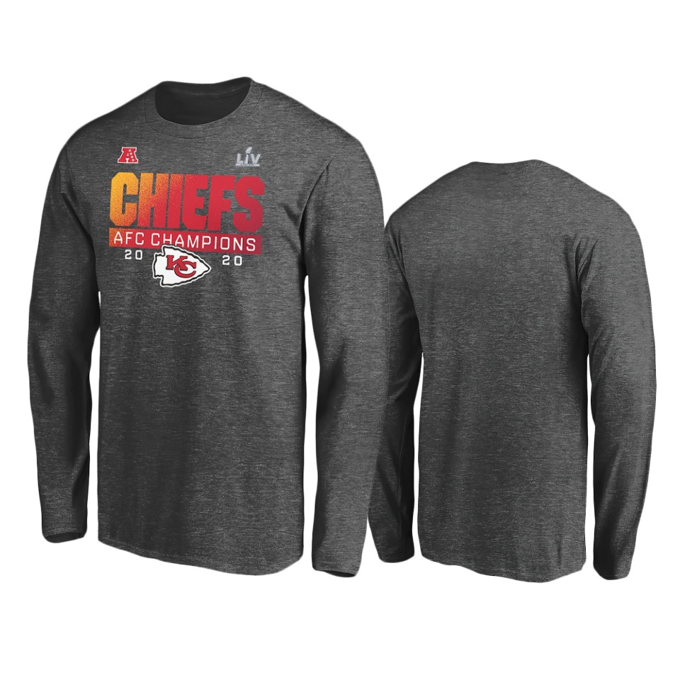 chiefs charcoal 2020 afc champions scramble long sleeve t shirt