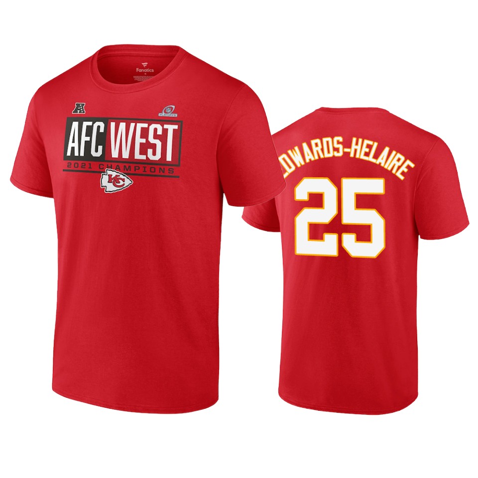 chiefs clyde edwards helaire red 2021 afc west division champions blocked favorite t shirt