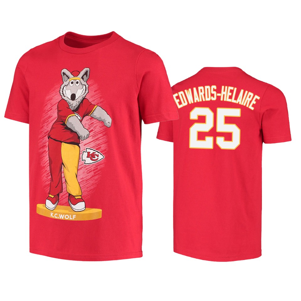 chiefs clyde edwards helaire red dancing k.c.wolf mascot t shirt