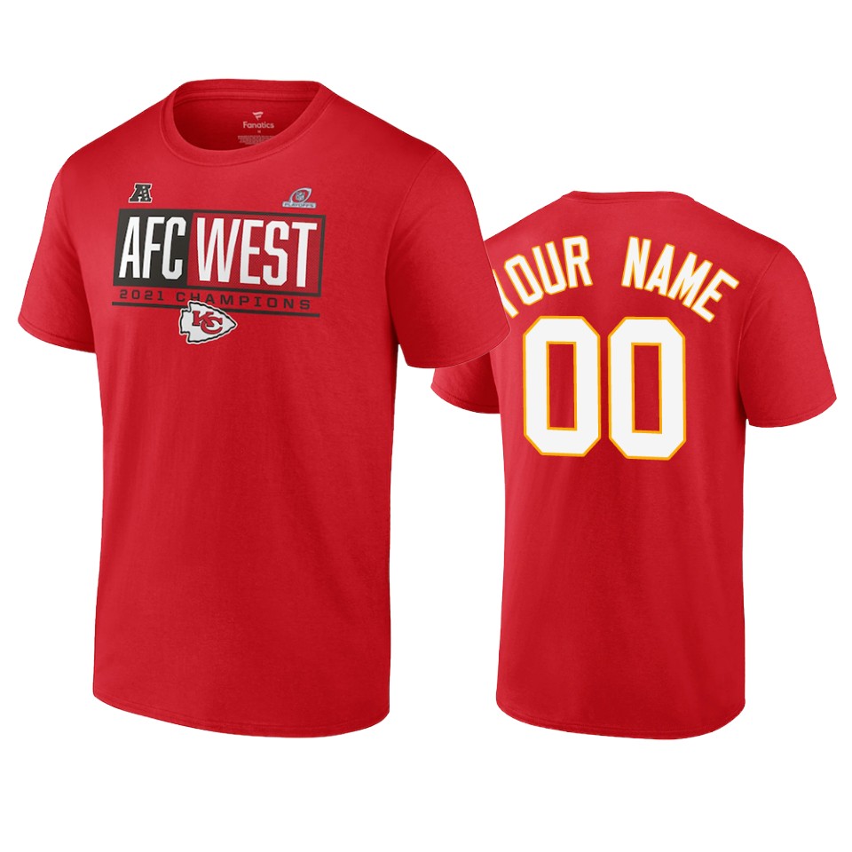 chiefs custom red 2021 afc west division champions blocked favorite t shirt