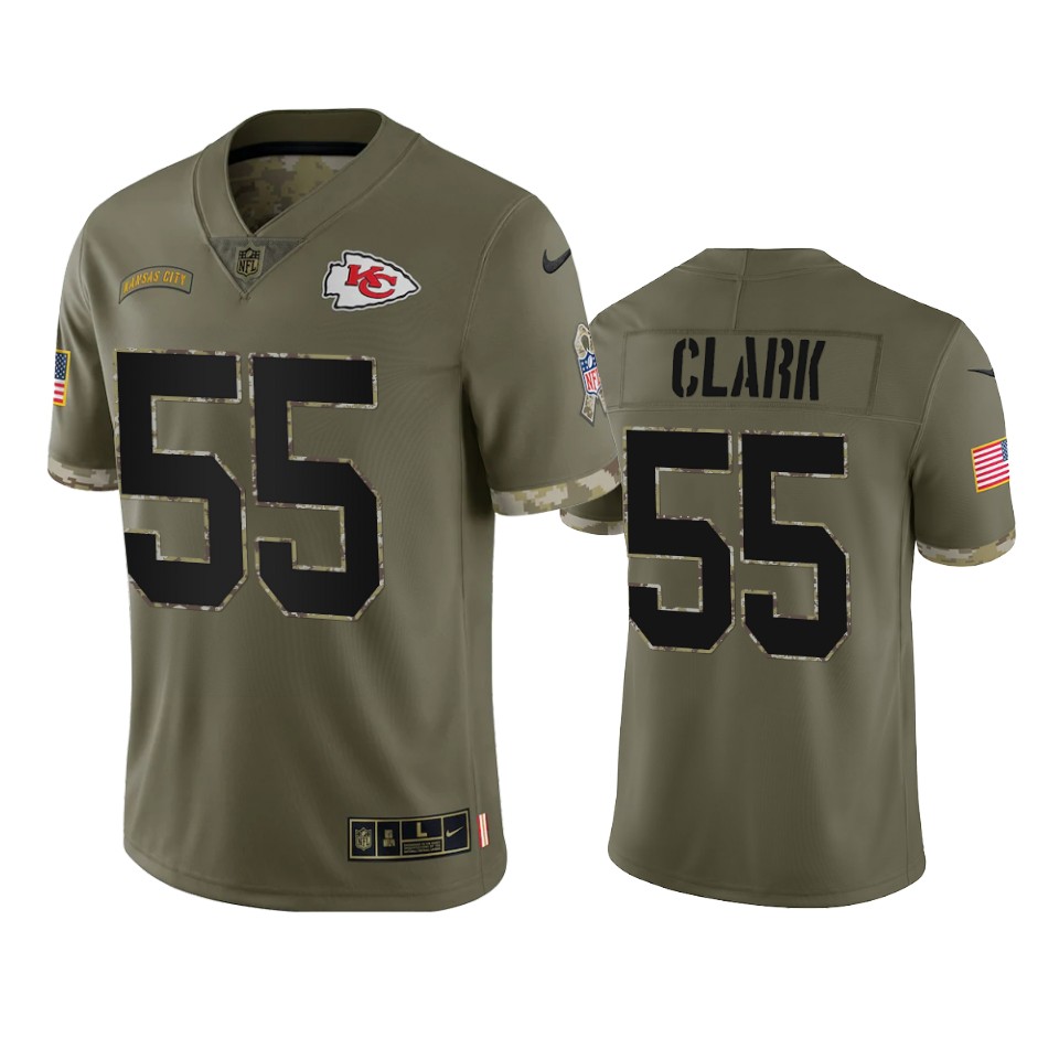 chiefs frank clark 2022 salute to service olive jersey