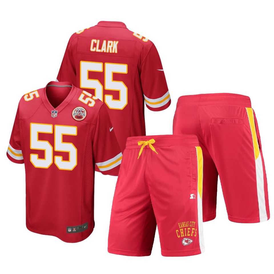 chiefs frank clark red game shorts jersey