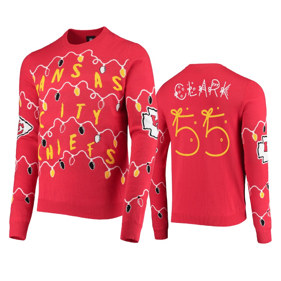 chiefs frank clark red ugly light up sweater