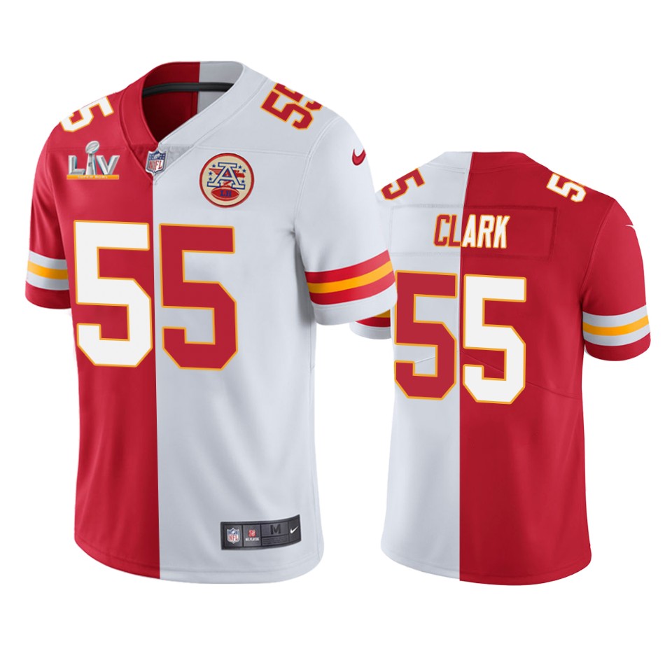 chiefs frank clark red white super bowl lv split jersey