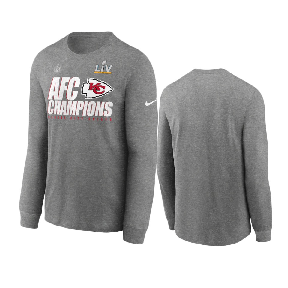 chiefs gray 2020 afc champions trophy long sleeve t shirt