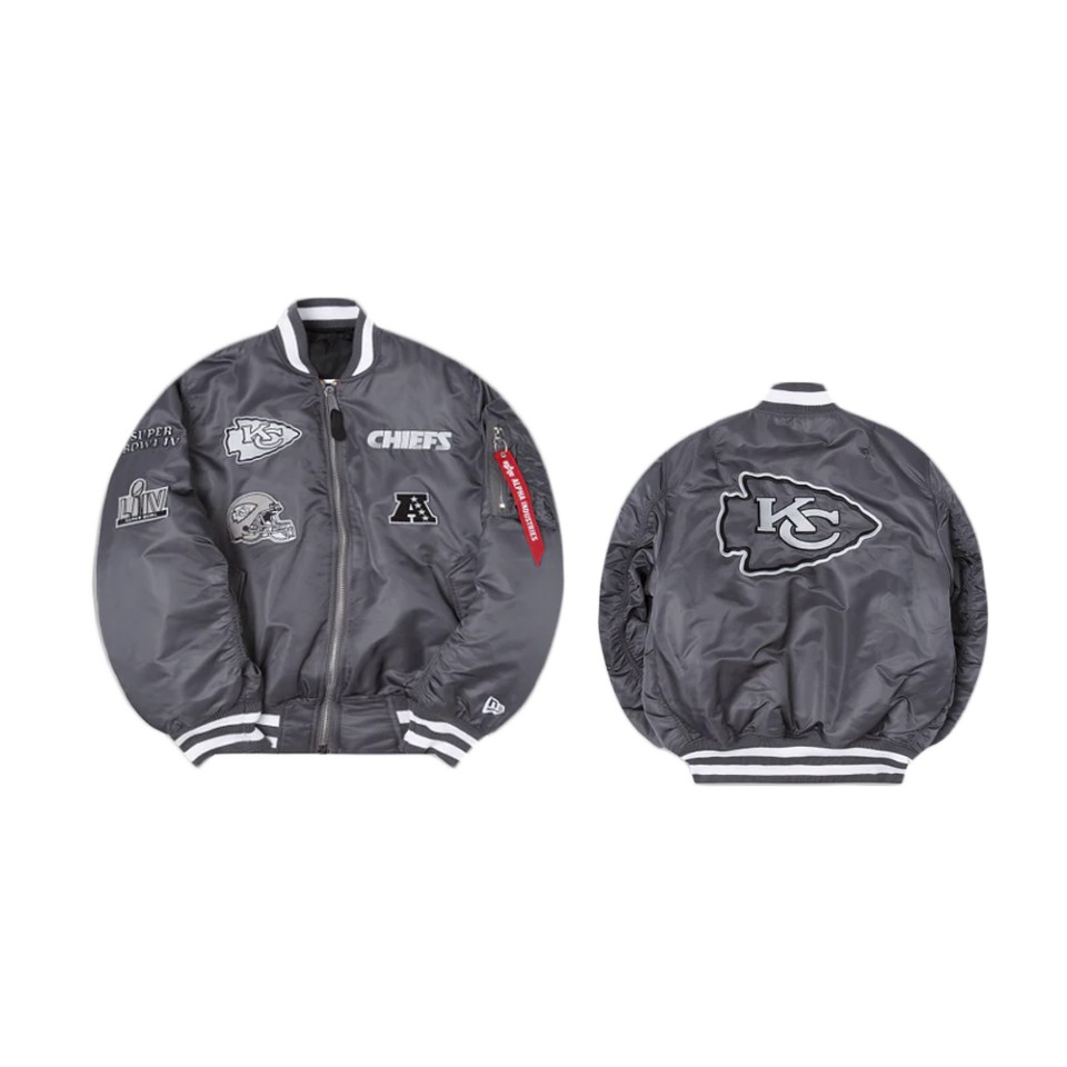 chiefs gray alpha industries ma 1 bomber jacket