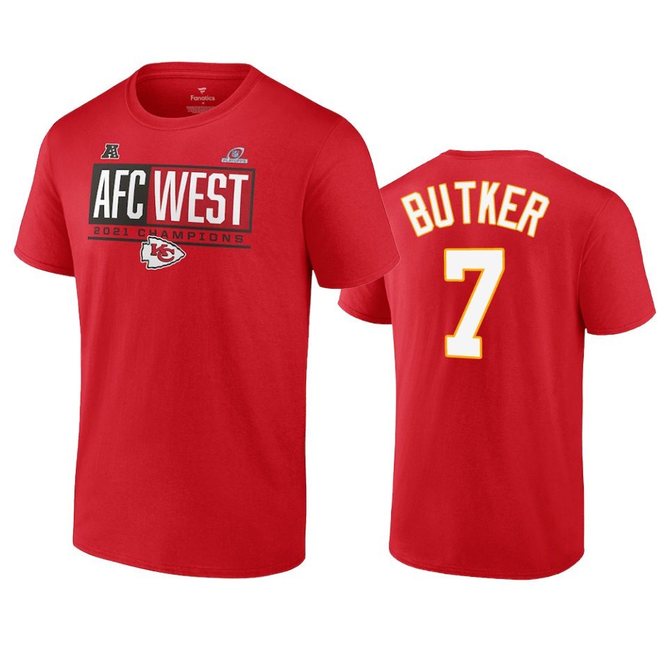 chiefs harrison butker red 2021 afc west division champions blocked favorite t shirt