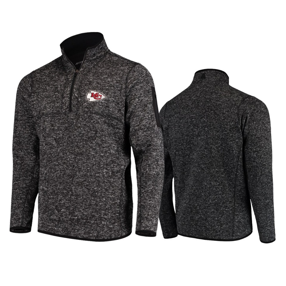 chiefs heather black fortune quarter zip jacket