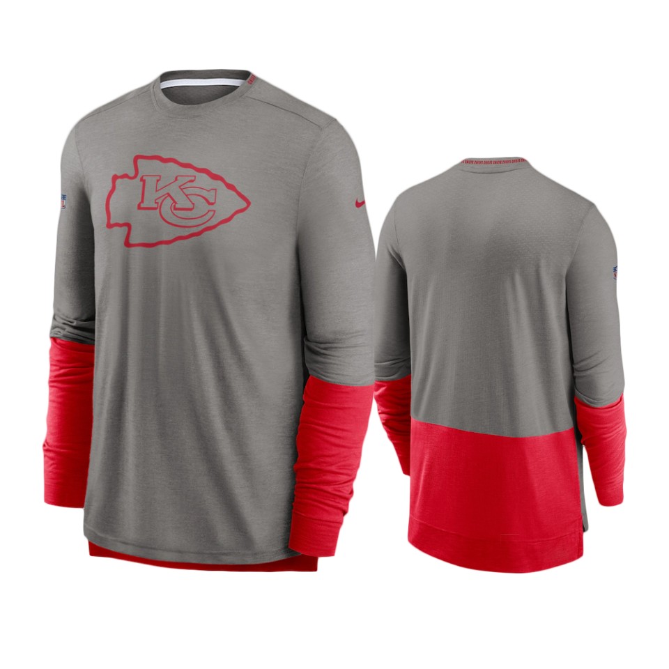 chiefs heathered gray red sideline player performance t shirt 0a